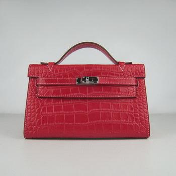 HKL220RCS007 Hermes Kelly 22CM Red Crocodile Stripe